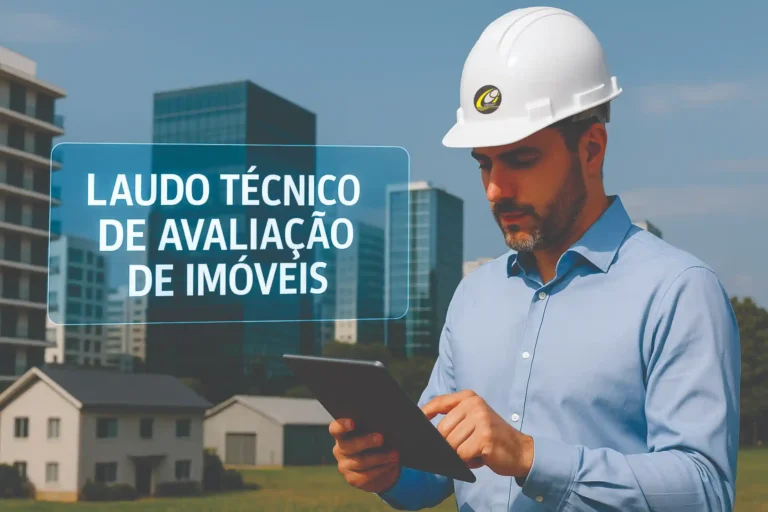 Engenheiro elaborando Laudo Técnico de Avaliação de Imóveis com análise profissional de mercado